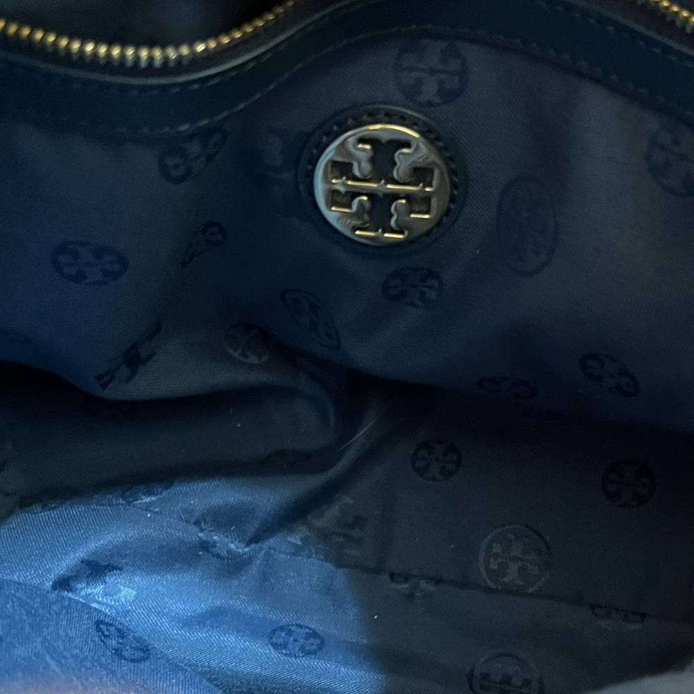 Tory Burch Geometric Patchwork Leather Suede Purp… - image 7